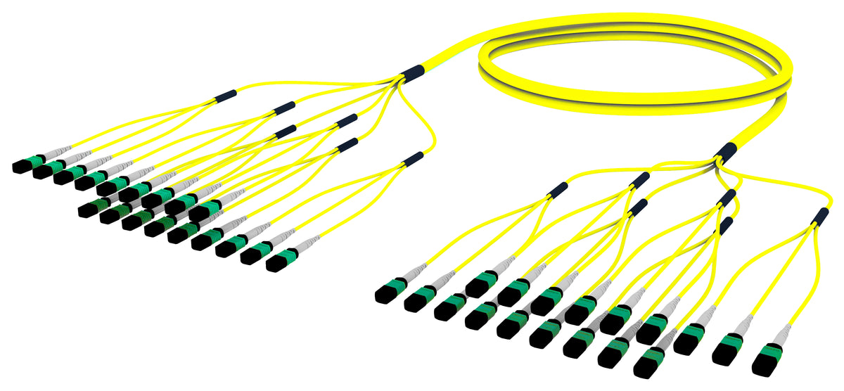 Commscope UGGQXQXBMJCM044 | 33 inch breakout (end A/end B), with gland, with pulling grip [standard option] | Jacket Color - Yellow | Cord Length - 44 M