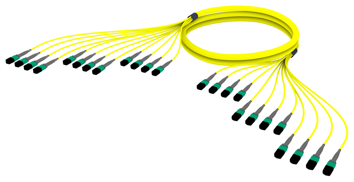 Commscope UGGQXQXQLJCF115 | 33 inch breakout (end A/end B), with gland, with pulling grip [standard option] | Jacket Color - Yellow | Cord Length - 115 Ft