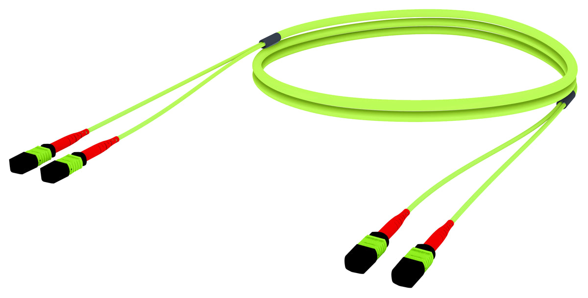 Commscope UGV2X2XBHNBF045 | 33 inch breakout (end A/end B), with gland, no pulling grip [standard option] | Jacket Color - Lime Green | Cord Length - 45 Ft