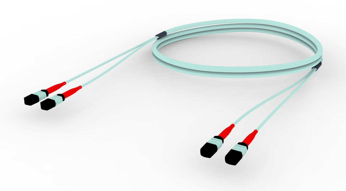 Commscope UGX2X2XBHMBF042 | 33 inch breakout (end A/end B), with gland, no pulling grip [standard option] | Jacket Color - Aqua | Cord Length - 42 Ft