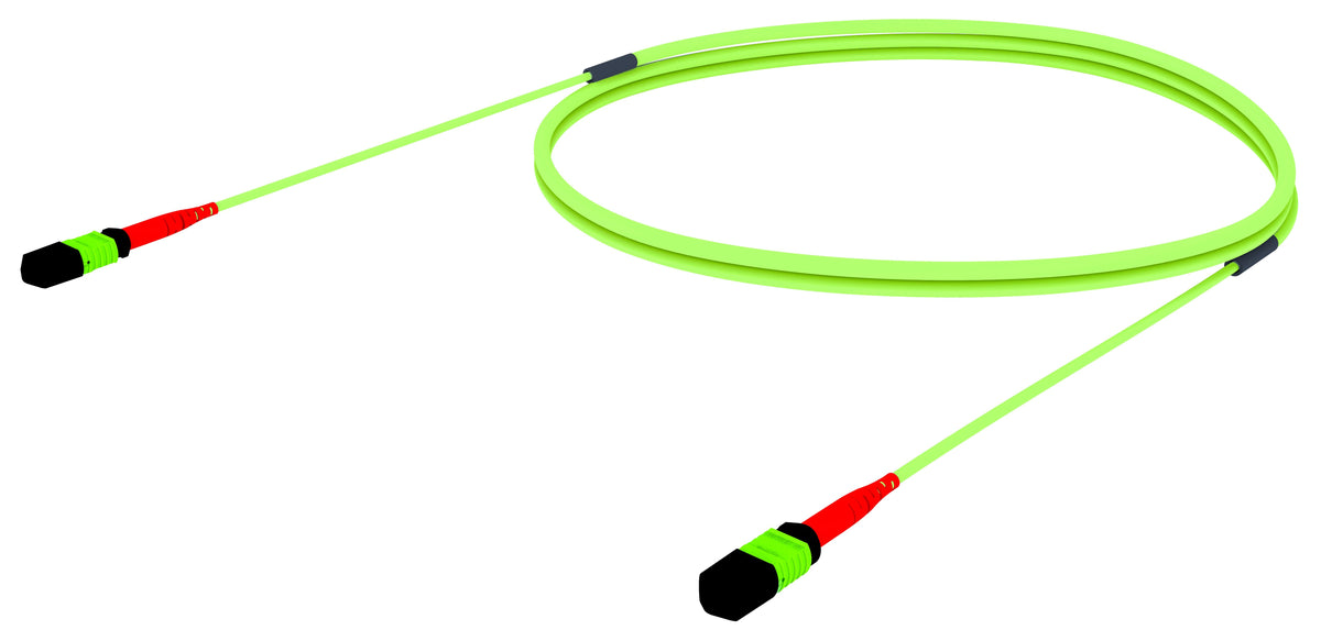 Commscope UJV2X2XBFNBF330 | 33 inch breakout (end A/end B), with gland, no pulling grip [standard option] | Jacket Color - Lime Green | Cord Length - 330 Ft