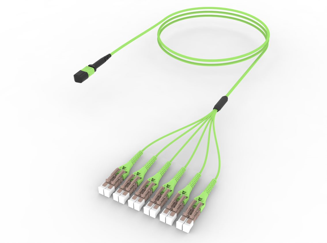 Commscope UQVMPLUGDNDM006 | 12 inch breakout (end B), no gland, no pulling grip | Jacket Color - Lime Green | Cord Length - 6 M
