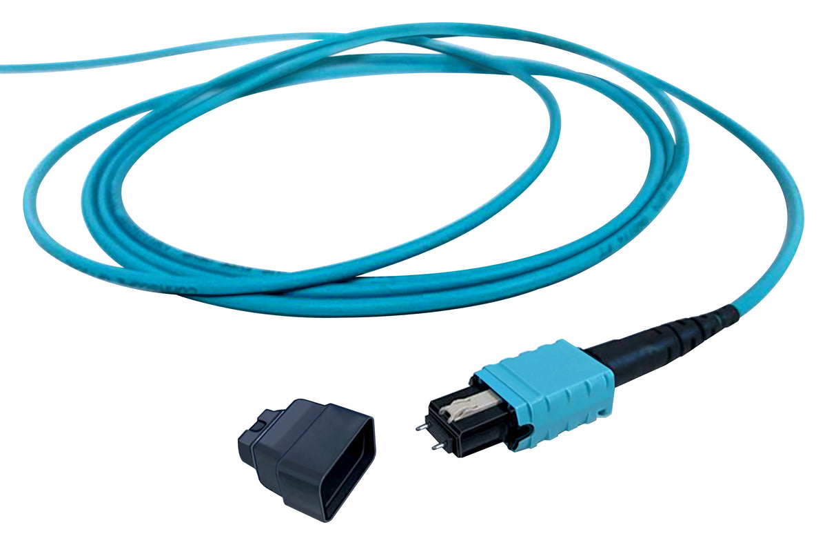 Commscope UQXMFMFGDMCF050 | 33 inch breakout (end A/end B), with gland, with pulling grip [standard option] | Jacket Color - Aqua | Cord Length - 50 F