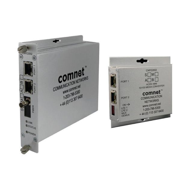 Comnet CNFE2004M1APoEHO/M | 2Tx To 1 Fx Small Size 100 Mbps Media Converter (A), SC Connector, Ac/Dc Power, Multimode, 1 Fiber, 48V PoE, Power Supply Not Included