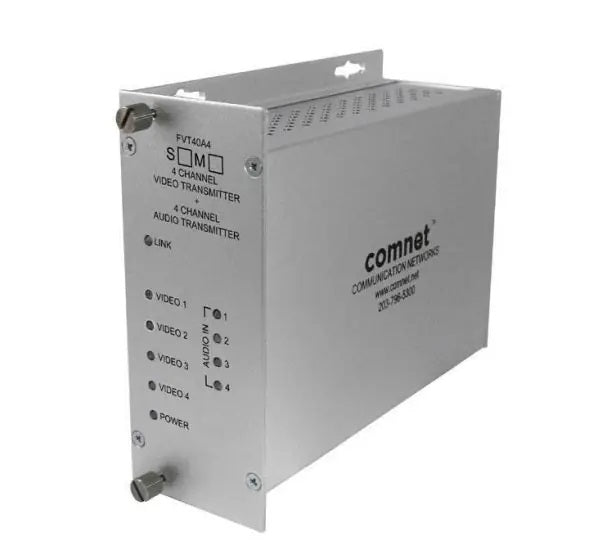 Comnet FVR40A4S | 4-channel Digitally Encoded Video Receiverr + 4 Audio Channels, Singlemode, 1 Fiber