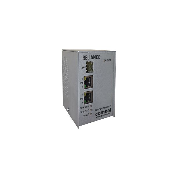 Comnet RLGE2+1SMSPoEHO | Electrical Substation-Rated 10/100/1000 Mbps 3-Port Self-Managed Ethernet Switch With Universal PoE (PoE++, 60 Watts)