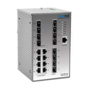 Comnet CNGE20MS | 20-Port Managed Gigabit Switch with (8) 10/100/1000BASE-T(X) + (12) 100/1000BASE-FX SFP Ports