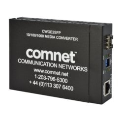 Comnet CWGE2SFP | 10/100/1000 Mbps Ethernet Media Converter, Empty Sfp Slot