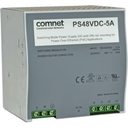 Comnet PS48VDC-5A | Switching Mode Power Supply, 240W, DIN-Rail Mounting for PoE, 5A, 48VDC