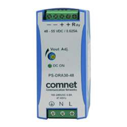 Comnet PS-DRA30-48A | 48VDC 30W DIN Rail High Temp Power Supply for PoE Applications