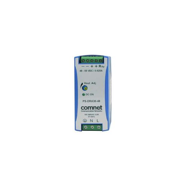 Comnet PS-DRA30-48A | 48VDC 30W DIN Rail High Temp Power Supply for PoE Applications
