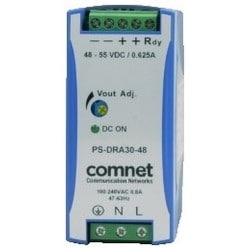 Comnet PS-DRA30-48A | 48VDC 30W DIN Rail High Temp Power Supply for PoE Applications