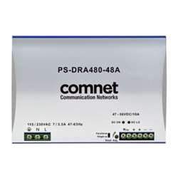 Comnet PS-DRA480-48A | 48VDC 480W DIN Rail High Temp Power Supply for PoE Applications
