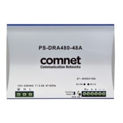 Comnet PS-DRA480-48A | 48VDC 480W DIN Rail High Temp Power Supply for PoE Applications