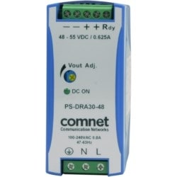 Comnet PS-DRA60-48A | 48VDC 60W DIN Rail High Temp Power Supply for PoE Applications