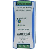 Comnet PS-DRA60-48A | 48VDC 60W DIN Rail High Temp Power Supply for PoE Applications