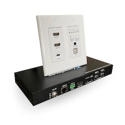 Comprehensive Connectivity CHE-HDBTWP242K | HDBaseT 4K Dual Gang Wall Plate Extender Kit, HDMI/USB-C, USB & Audio, 230ft, Pro AV/IT