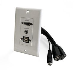Comprehensive Connectivity WPD-HDAUB1-AW | Single Gang Wall Plate with HDMI, USB-B 2.0 and 3.5mm Audio Pass-Through, Pigtail, White
