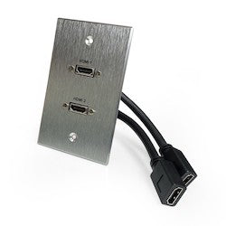 Comprehensive Connectivity WPPT-2HD1-AC | Dual HDMI Pass-Through Wall Plate with Pigtail, Single Gang, Aluminum