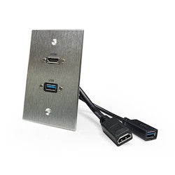 Comprehensive Connectivity WPPT-HD-U3A-AC | HDMI and USB-A 3.0 Single Gang Wall Plate with Pigtail, Aluminum