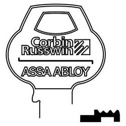 Corbin Russwin 57AD-6PIN-10 | Door Lock Key Blank, All-Section, Standard, 6-Pin, 8 Keyway, X-Class Bitting, Coined Logo Bow