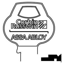 Corbin Russwin 57C2-6PIN-10 | Door Lock Key Blank, Cylinder, Single-Section, Standard, 6-Pin, X-Class Bitting, Coined Logo Bow