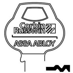 Corbin Russwin 59AD-6PIN-10 | Door Lock Key Blank, All-Section, Standard, 6-Pin, 9 Keyway, Z-Class Bitting, Coined Logo Bow