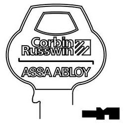 Corbin Russwin 77A2-6PIN-10 | Door Lock Key Blank, Cylinder, Single-Section, Standard, 6-Pin, X-Class Bitting, Coined Logo Bow