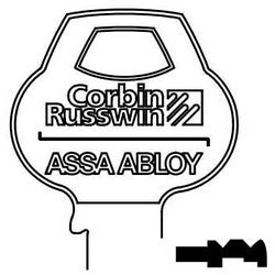 Corbin Russwin 77AB-6PIN-10 | Door Lock Key Blank, All-Section, Standard, 6-Pin, 7 Keyway, X-Class Bitting, Coined Logo Bow