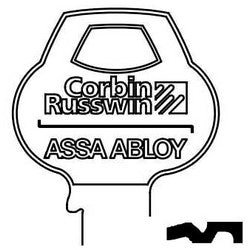 Corbin Russwin D41-6PIN-10 | Door Lock Key Blank, All-Section, Standard, 6-Pin, 4 Keyway, DH-Class Bitting, Coined Logo Bow
