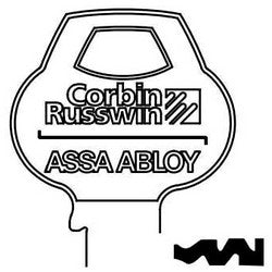 Corbin Russwin H5-6PIN-10 | Door Lock Key Blank, Cylinder, Single-Section, Standard, 6-Pin, DH-Class Bitting, Coined Logo Bow