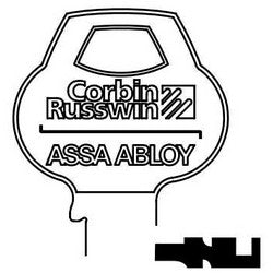 Corbin Russwin N12-6PIN-10 | Door Lock Key Blank, Obverse, Cylinder, Single-Section, Standard, 6-Pin, N-Class Bitting, Coined Logo Bow
