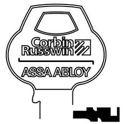 Corbin Russwin N2-6PIN-10 | Door Lock Key Blank, Obverse, Cylinder, Single-Section, Standard, 6-Pin, N-Class Bitting, Coined Logo Bow