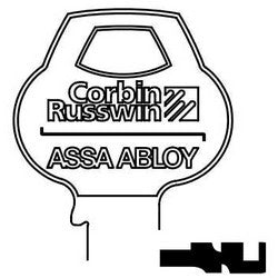 Corbin Russwin N7-6PIN-10 | Door Lock Key Blank, Obverse, Cylinder, Single-Section, Standard, 6-Pin, N-Class Bitting, Coined Logo Bow