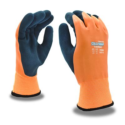 Cordova Safety Products 3988M | Cold Snap Thermo Full Latex Gloves Orange/Black, Medium