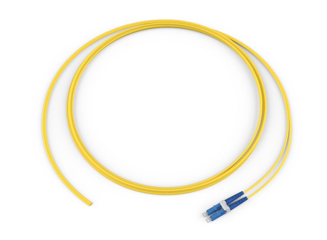 Corning 000402R5120001M | Standard Pigtail / Standard LCUPC Duplex SM, SMF, 2F, Zipcord Riser, Standard Yellow Jacket 1 Meters
