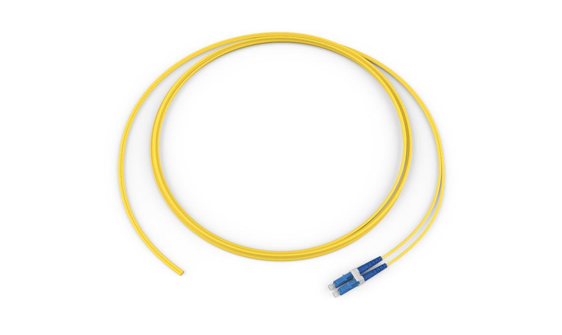 Corning 000402R5120003M | Standard Pigtail / Standard LCUPC Duplex SM, SMF, 2F, Zipcord Riser, Standard Yellow Jacket 3 Meters