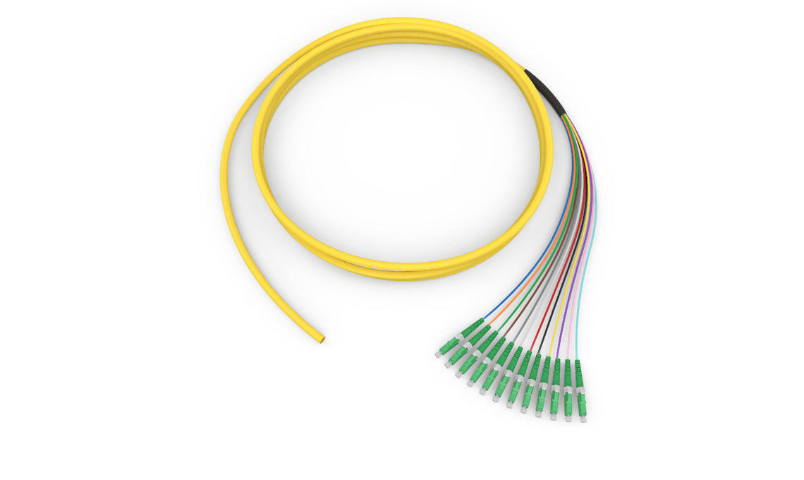 Corning 002212G8820006F | Standard Pigtail/Standard LCAPC Simplex SM, SMF Ultra, 12F, MIC Plenum, Standard Yellow Jacket 6 Feet
