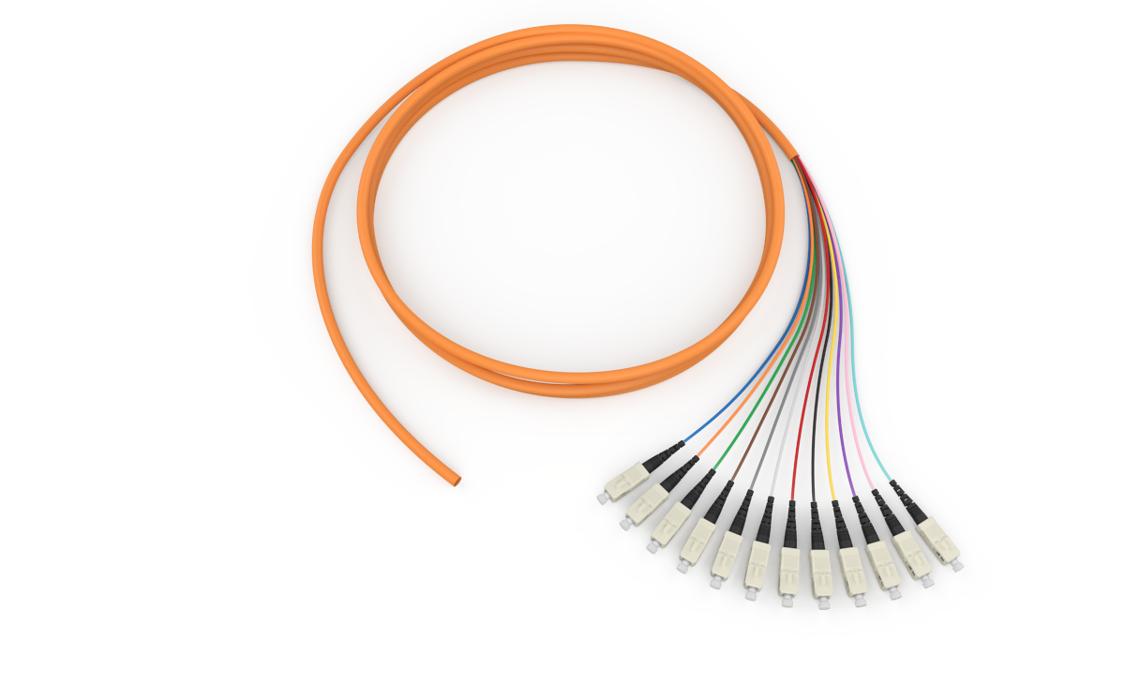 Corning 003912K81NF003M | Standard Pigtail / Standard SC Simplex MM, OM1 62.5um, 12F, MIC Riser, Standard Orange Jacket 3 Meters