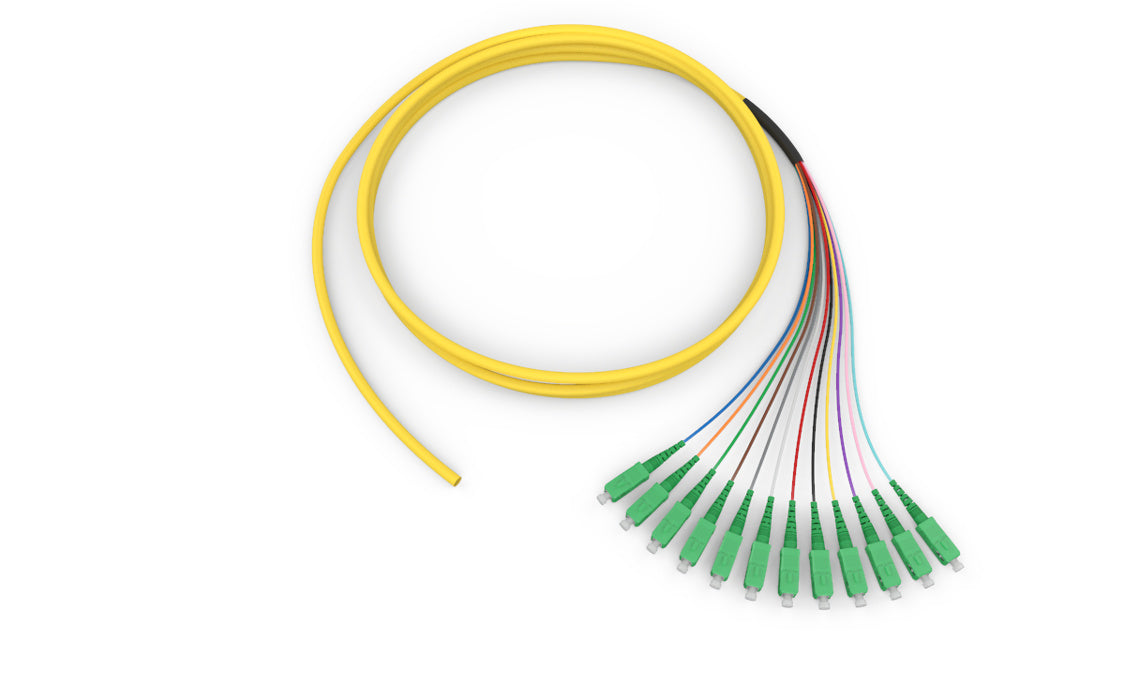Corning 004412G8820006F | Standard Pigtail/Standard SCAPC Simplex SM, SMF Ultra, 12F, MIC Plenum, Standard Yellow Jacket 6 Feet