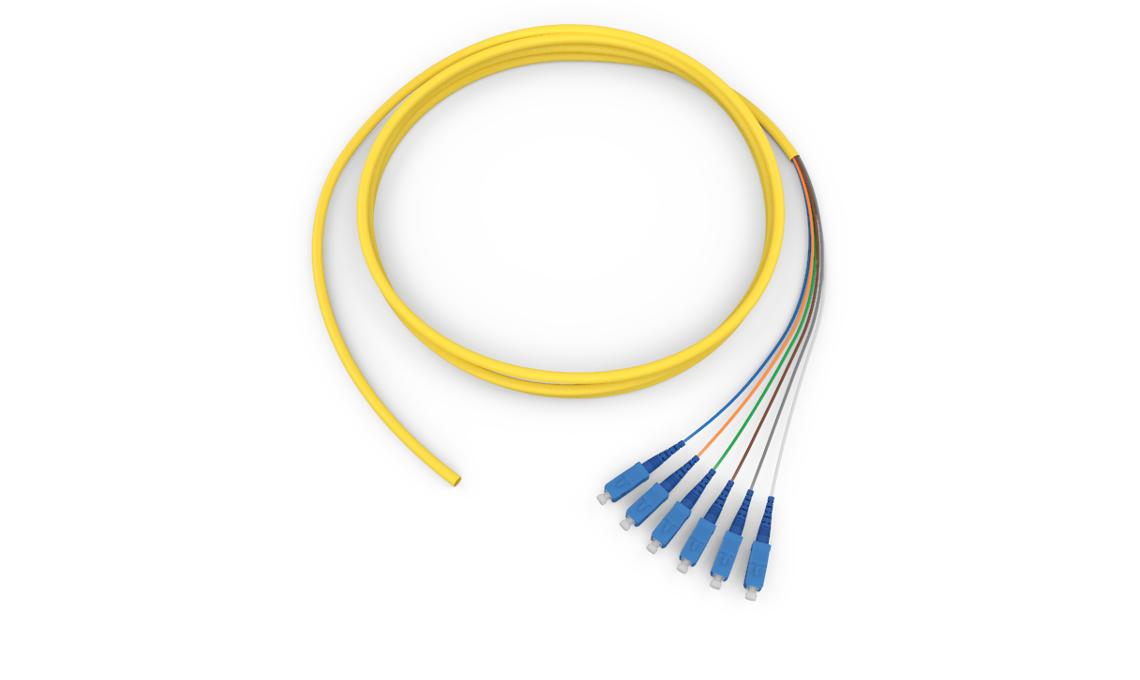 Corning 005806R81NF003M | Standard Pigtail / Standard SCUPC Simplex SM, SMF, 6F, MIC Riser, Standard Yellow Jacket 3 Meters