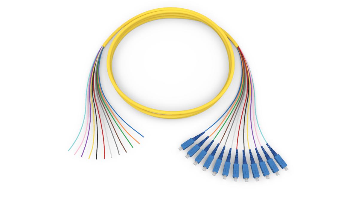Corning 005812R81NF007M | Standard Pigtail / Standard SCUPC Simplex SM, SMF, 12F, MIC Riser, Standard Yellow Jacket 7 Meters