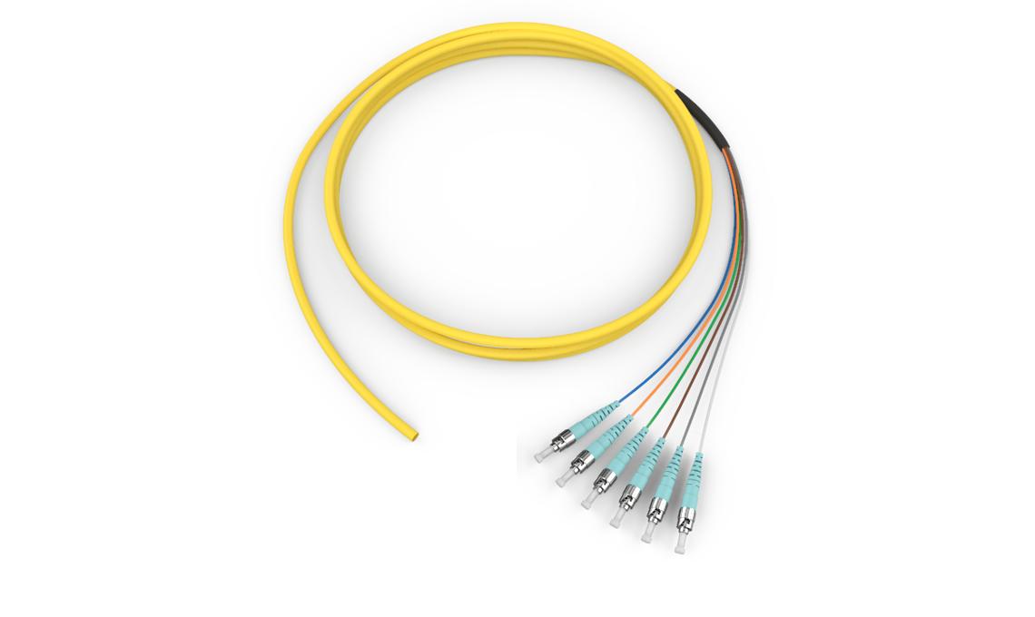 Corning 006106R8131003M | Standard Pigtail / Standard ST SM, SMF, 6F, MIC Riser, Standard Yellow Jacket 3 Meters