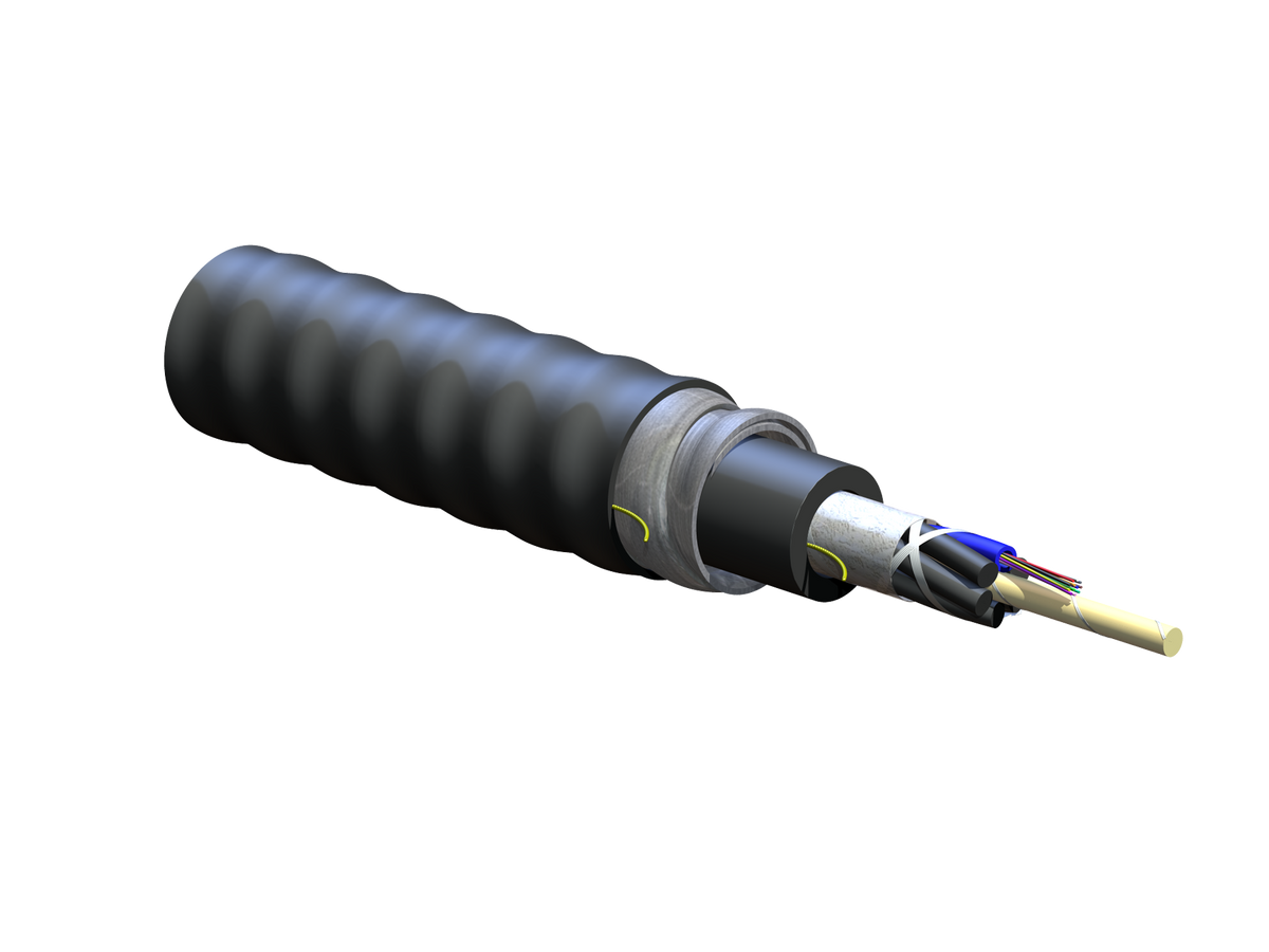 Corning 012KUF-T4130DA1 | FREEDM Loose Tube, Gel-Free, Interlocking Armored Cable, Riser
