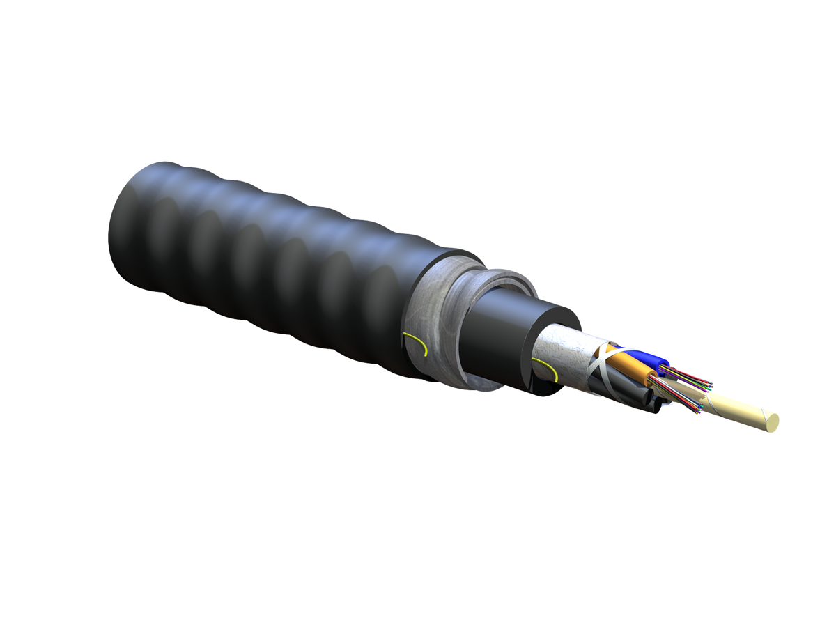 Corning 024TUF-T4131DA1 | FREEDM Loose Tube, Gel-Free, Interlocking Armored Cable, Riser