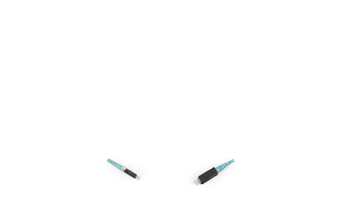 Corning 033901T2180002F | Standard LC Simplex MM / Standard SC Simplex MM, OM3 50um, 1F, Single Fiber Riser, Standard Aqua Jacket 2 Feet