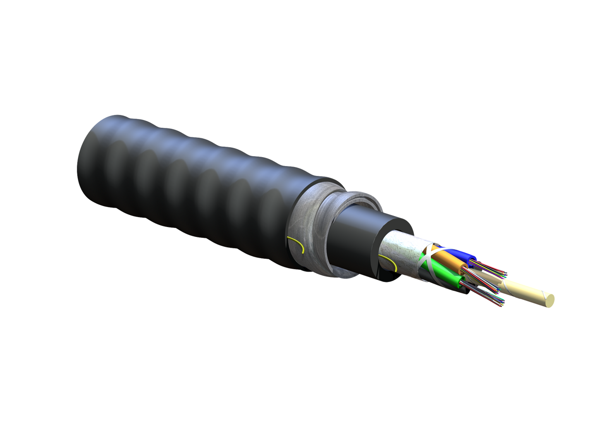 Corning 036EUF-T4101DA1 | FREEDM Loose Tube, Gel-Free, Interlocking Armored Cable, Riser