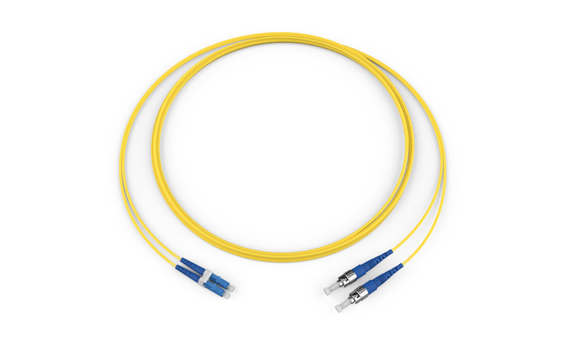 Corning 046102G5820002M | Standard LCUPC Duplex SM/Standard ST SM, SMF Ultra, 2F, Zipcord Plenum, Standard Yellow Jacket 2 Meters