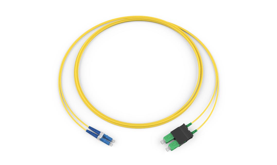 Corning 046602G5120010F | Standard LCUPC Duplex SM / Standard SCAPC Duplex SM, SMF Ultra, 2F, Zipcord Riser, Standard Yellow Jacket 10 Feet
