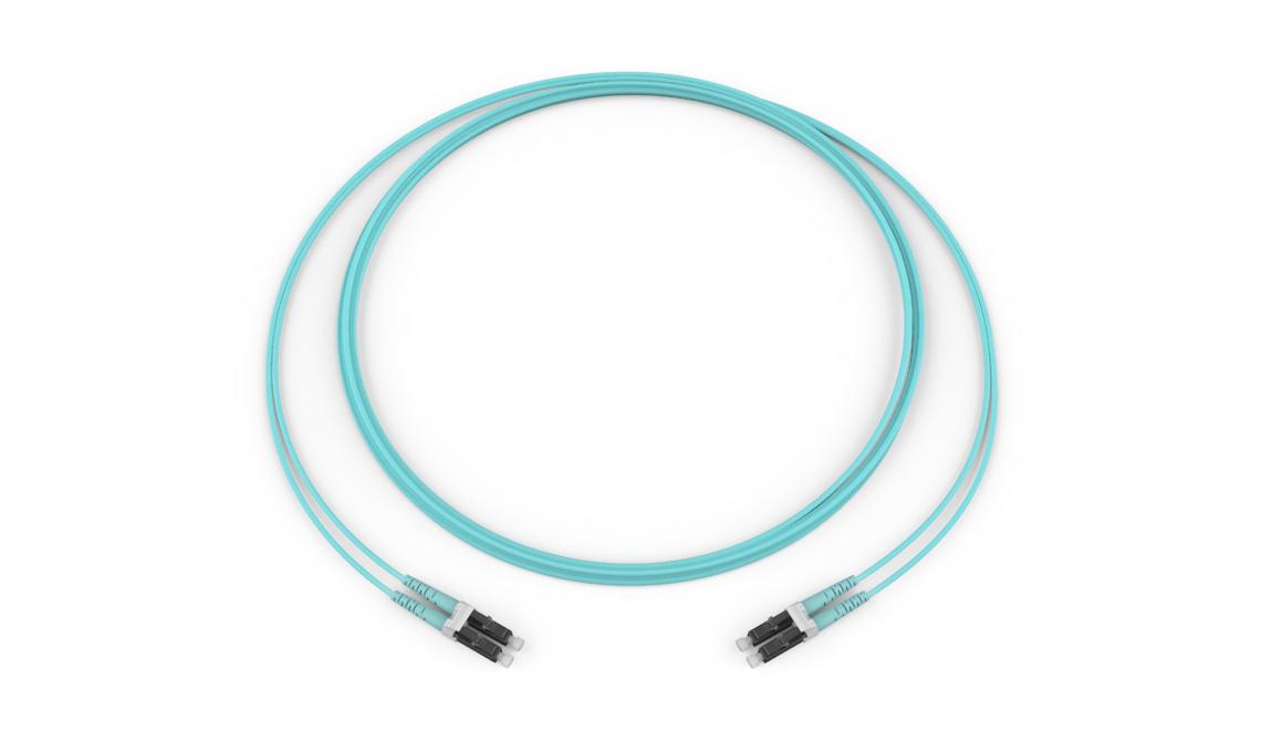 Corning 050502Q5820015M | Standard LC Duplex MM / Standard LC Duplex MM, OM4 50um, 2F, Zipcord Plenum, Standard Aqua Jacket 15 Meters